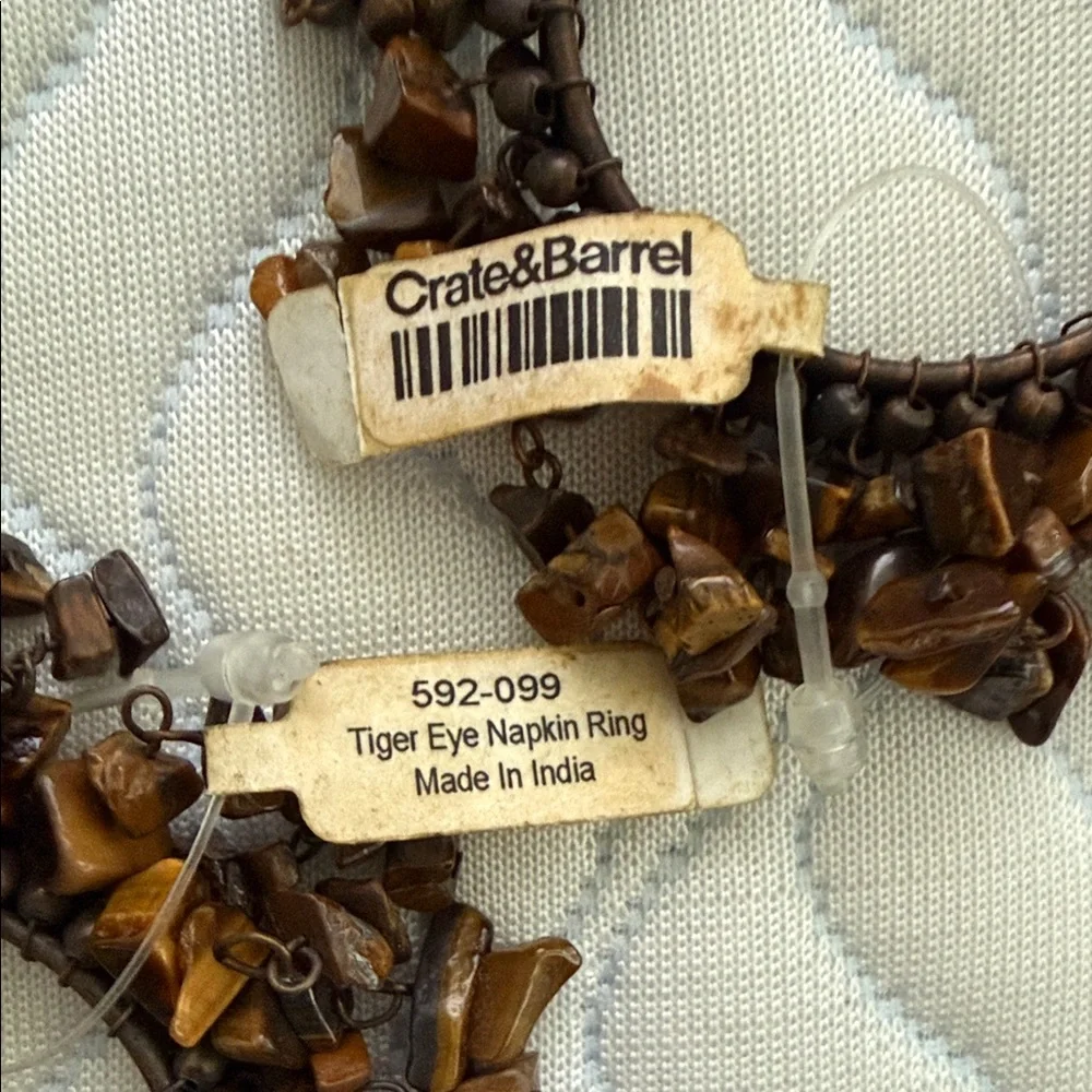 Crate&Barrel Tiger’s Eye adorned Napkin Rings — Set of 10